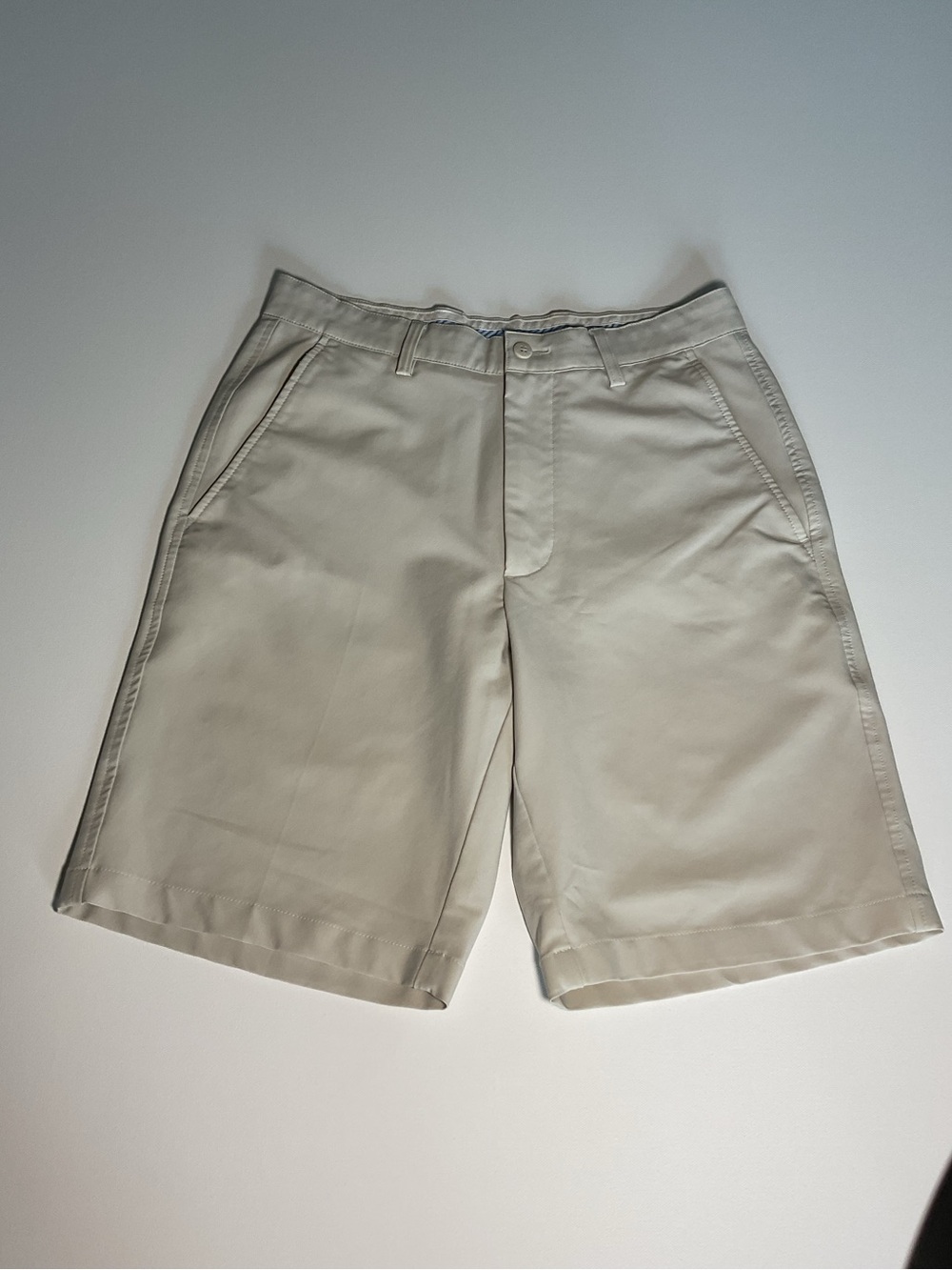 F J FootJoy Men's Performance Golf Shorts Khaki Beige Flat Front